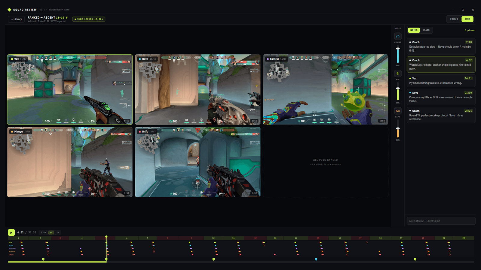 Recount multi-POV synced timeline